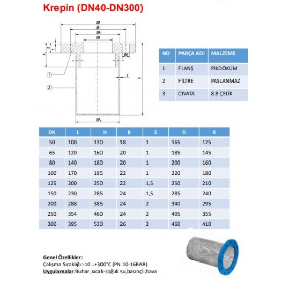 Garanti Krepin Filtre DN-150