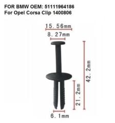 Starklips - Opel & Bmw Ön Tampon Klipsi Geniş Gövde 1400804 - 90414659 - 51111964186